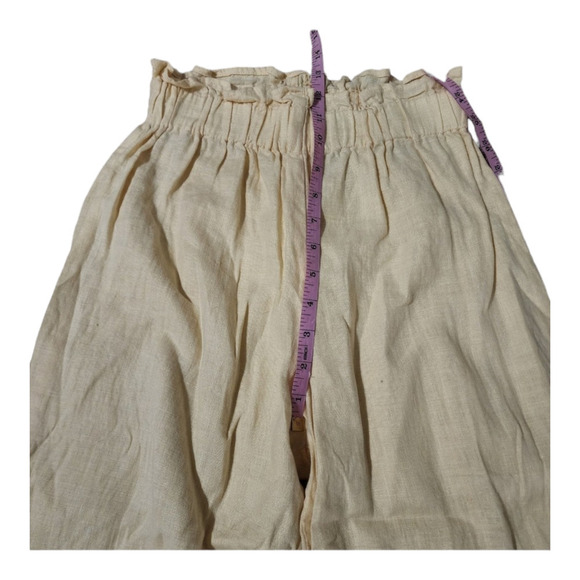 Morning view mesa linen pant in yellow wide leg flowy ankle crop high waisted - Picture 7 of 10